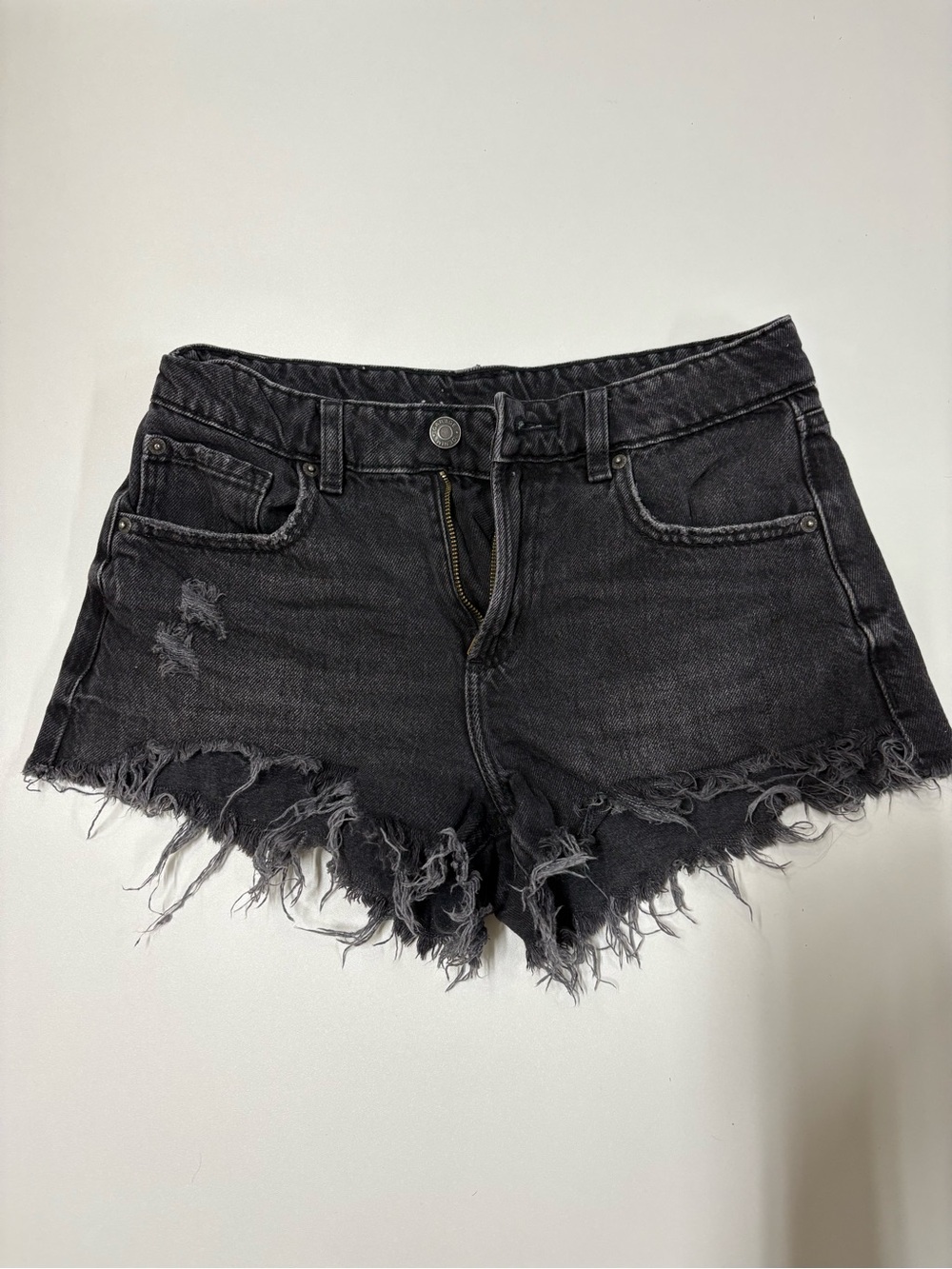 Garage Black Frayed Denim Shorts - Picture 1 of 2